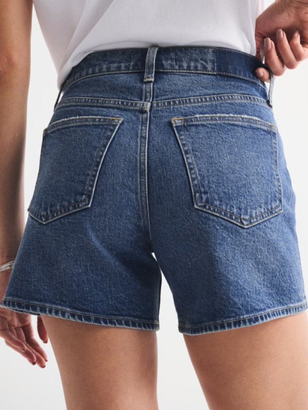 Abercrombie & Fitch Dark Wash High Rise Dad Shorts Curve Love Size 31/12 - Picture 10 of 13